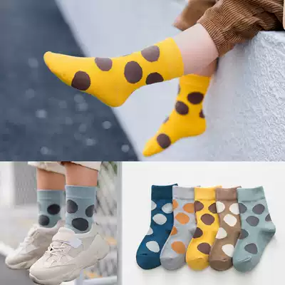 Spring and Autumn Children's Socks Cotton Japanese Candy Color Polka Dot Midsize Socks Large Children's Socks Autumn and Winter Boys Baby Socks