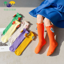 Spring and autumn children cotton socks lace girl long tall tube thin socks Princess baby cute doll pile socks