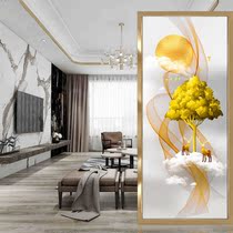 Modern minimalist art glass screen partition decoration entry living room entrance background wall frosted translucent abstract painting