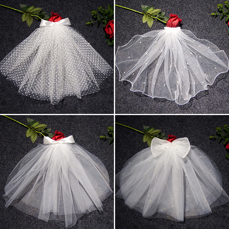 Bride Short small head yarn Han style multilayer brigade slapping head yarn headwear supersenssen female baby net red photo props-Taobao