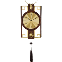 New Chinese style deer head wall clock living room home fashionable brass light luxury solid wood clock wall hanging classical Chinese style clock