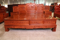 Myanmar Flowers Pear Qingming Classical Red Wood Large Bed Big Fruit Purple Sandalwood Solid Wood Double Bed 1 8 m Red Wood Furniture