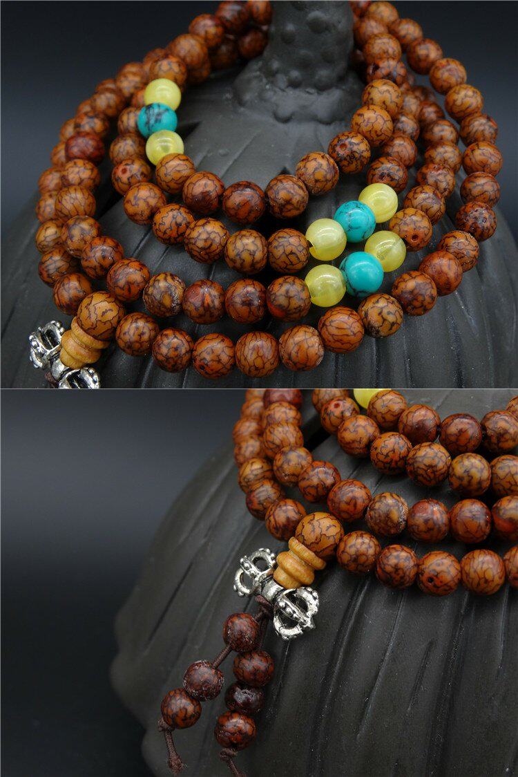 印尼银线菩提血丝金线念珠菩提菩提子 手链108颗银线菩提佛珠手串_双