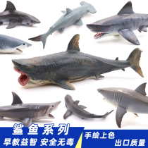 Simulation tiger shark big shark great white shark prehistoric giant tooth shark simulation marine life animal model toy children