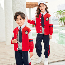 Primary School Uniforms School Uniform Spring Autumn Suit Kindergarten Garden Clothes Spring Autumn Season Pure Cotton Class Sportswear Sports Suit Yinglun Wind