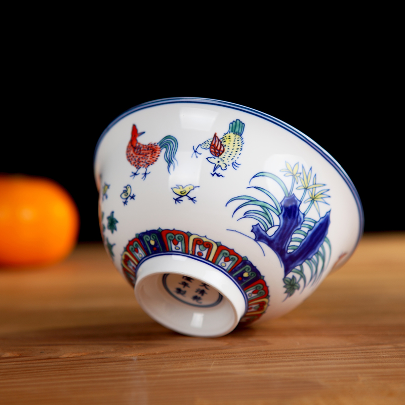 Chicken cylinder cup design new bowl glair beautifully colored enamel 58 head suit ceramic dishes
