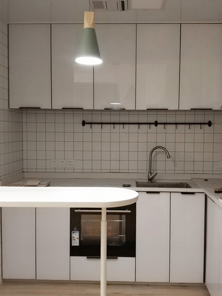 整体橱柜门定做钢化玻璃铰链晶钢门板定制整体厨房金刚门订做现代简约