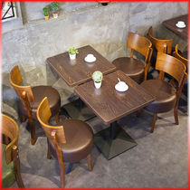 Minimalist retro-themed restaurant Milk Tea Shop Sweet Shop Barbecue shop Solid Wood Chair Clear for casual cassette table and chairs