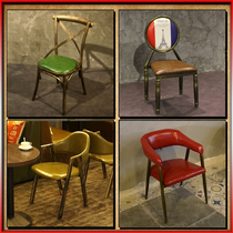 Retro Iron Art Horn Chair Bar Cafe Cafe Snack Restaurant Milk Tea Small Eating Shop Comfort And Durable Chair Bench