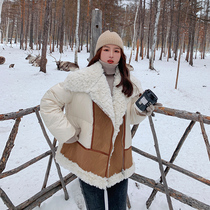 Lamb coat women 2021 new autumn and winter leather wool plus velvet thickened High sense Korean loose ins tide