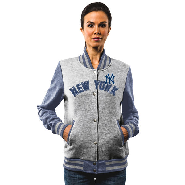 美国mlb代购正品纽约洋基队女款棒球服纽扣夹克外套ny yankees