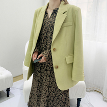 Mirror language 2022 Spring loaded with new Korean version chic loose sweet fruits green temperament net red Little Western suit jacket woman