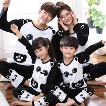 Parent-child pajamas panda mother-daughter Family Family Pack cotton long sleeve cartoon medium tong nan nv Home Services