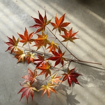 Simulation red maple leaf fake leaves autumn decorative leaves Color maple leaf silk cloth branch tree fork fake tree custom