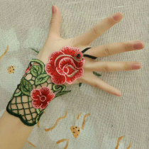 Gloves womens national wind embroidery dance wrist wrist support summer thin leak finger Chinese style retro style original lace