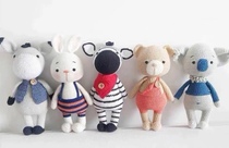 Small-thinking shop tutorial hook knitting DIY handmade animal gift diagram to illustrate rabbit bear zebra donkey koala (middle)