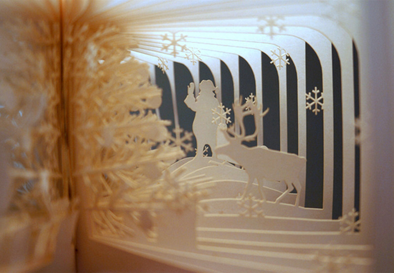 360度全景纸雕书 圣诞快乐 开合式纸雕珠光纸3d纸模型diy手工