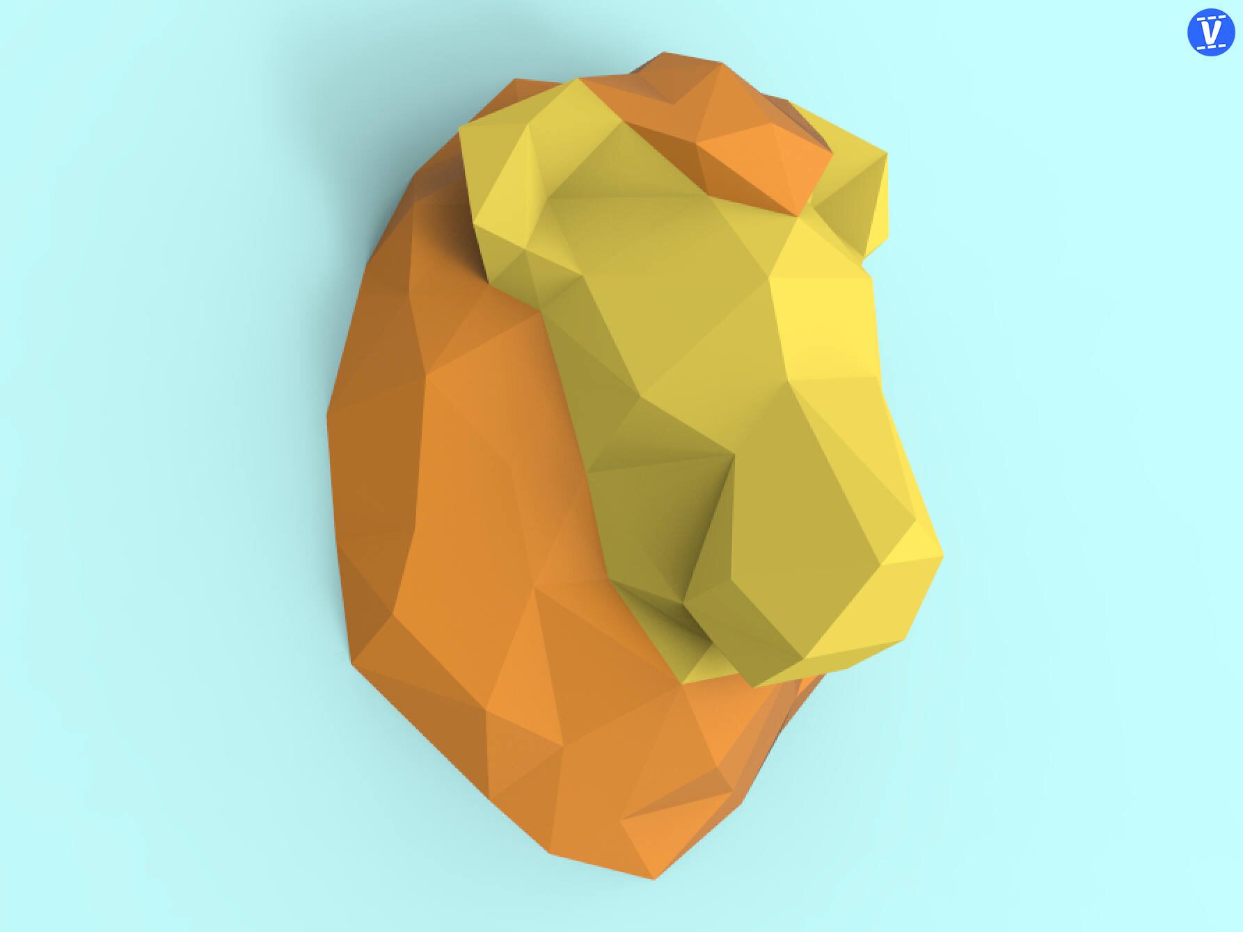 狮子 壁挂3d纸模型diy手工纸模摆件挂饰玩具几何折纸立体构成