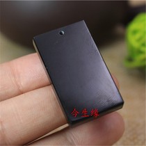 Hetian Jade trouble card Xinjiang Hetian jade pendant Mo Jade safe brand ink jade pendant