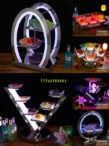 Luminous fruit plate rack stainless steel three-layer bar ktv dessert frame egg-shaped creative fruit platter snack plate