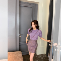Mrs. Qian bright silk bag hip skirt female spring and autumn 2020 new crotch slim skirt girl Hong Kong flavor skirt