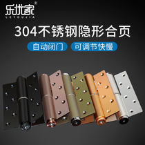Stainless steel buffer hydraulic positioning invisible door hinge with door closer automatic closing and self closing spring door hinge