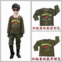 Childrens clothing Spring Childrens camouflage sweater Boy T-shirt Cotton baby long sleeve boy base shirt Medium and large childrens top