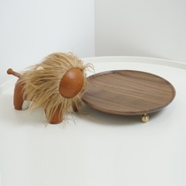 Brass wood tray aromatherapy ornaments ins porch decoration plate key sundries cosmetics storage metal light luxury