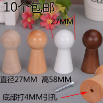 Solid wood adhesive hook Creative clothes hook adhesive hook rack Wall single hook cylindrical adhesive hook wall hanging coat hook hook hook