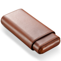 Solanum Cigar Moisture Case Portable Travel 3-pack Leather Mellow Cedar Wood Cigar Accessory Set