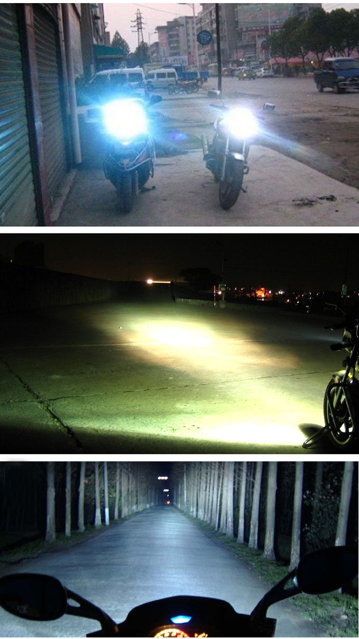 石栏摩托车氙气灯改装大灯泡超亮白光12v摩托车疝气灯35w55w套装