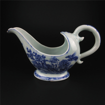 Qing Dynasty Qianlong blue and white sauce large plate European style fidelity antique old porcelain ornaments Phoenix birds flowers