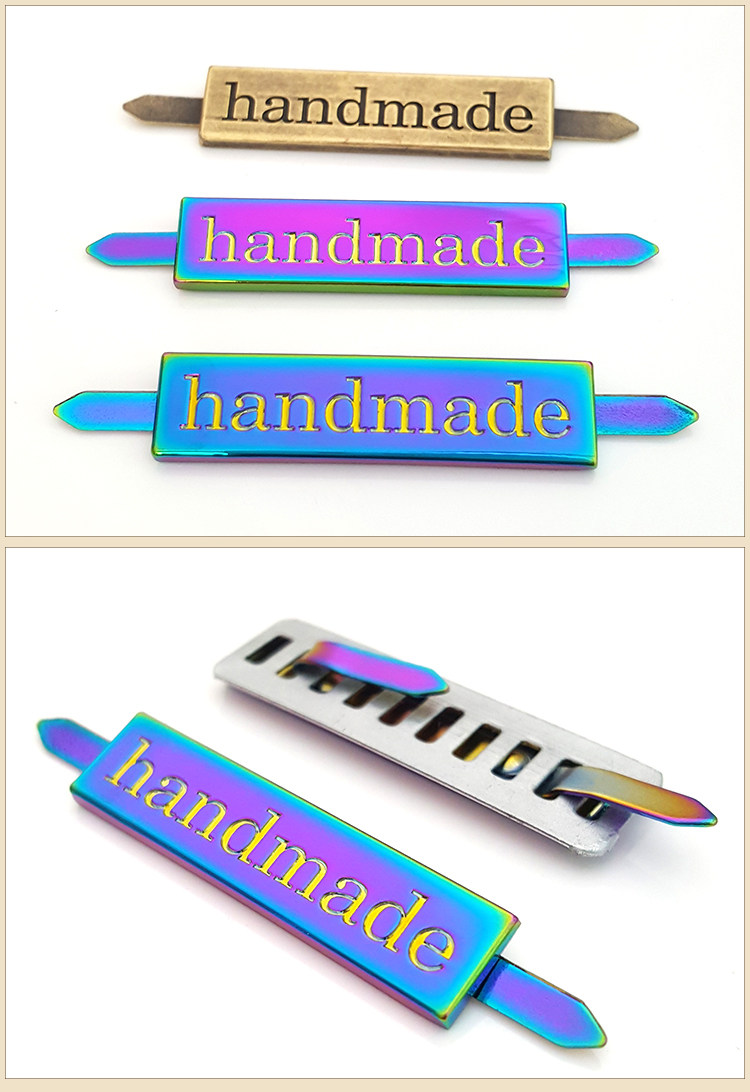 厂家铭牌铁牌制作 刻字合金字母商标handmade 纯手工箱包五金标牌