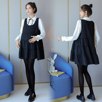 Pregnant woman suit new spring long sleeve dress splicing fake two big codes for long pregnant woman blouses pants tide