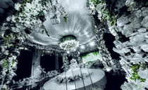 Wedding floating top wedding veil cloth curtain ceiling gauze curtain pumpkin top tent tent background gauze curtain wedding genting drapery