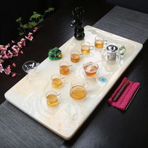 Creative European marble anti-Jade rectangular tea tray home simple modern glass kung fu tea set