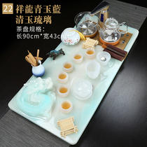 High-end luxury tea set European Jade large stone tea tray simple modern tea table home automatic