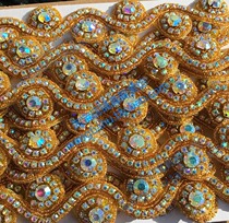 AB color wave rhinestone chain gold Xiuhe rhinestone DIY wedding shoe sticker drill bit decoration bridal necklace material