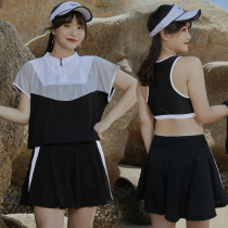New large-code swimming dress summer fat mm shading slim and loose split sports students swimming conservative three pieces