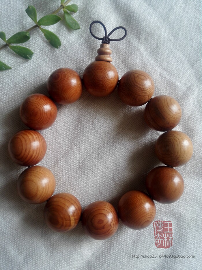 细密竖直纹野生老料红豆杉赤柏松木20mm手串2.0佛珠手链首饰品a4