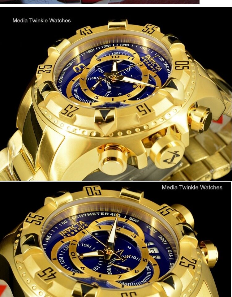正品invicta 6471男士金色大表盘石英计时码日历 防水腕表