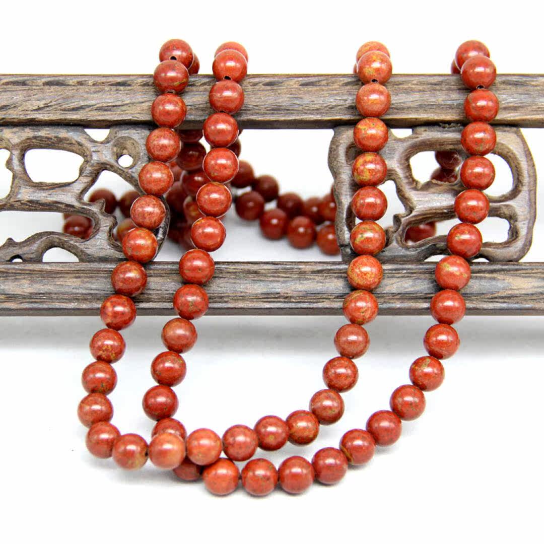 天然泗水泗滨富贵红砭石男女士项链 6mm*8mm项链产地直销