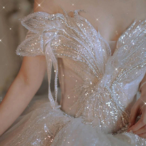 Wedding dress 2022 new brides main dress Shoulder Luxurious Reworked Gown High Level Sensation Large Trailing Palace Wind High End