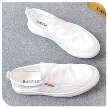 One-foot slip-on shoes mens cloth shoes 2022 new small white shoes Lok Fu breathable deodorant soft bottom all-match casual tide