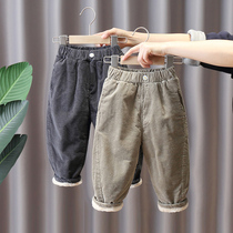 Boy plug trousers baby cotton trousers 2022 new childrens casual pants tide tide gas thicker corduro pants in winter