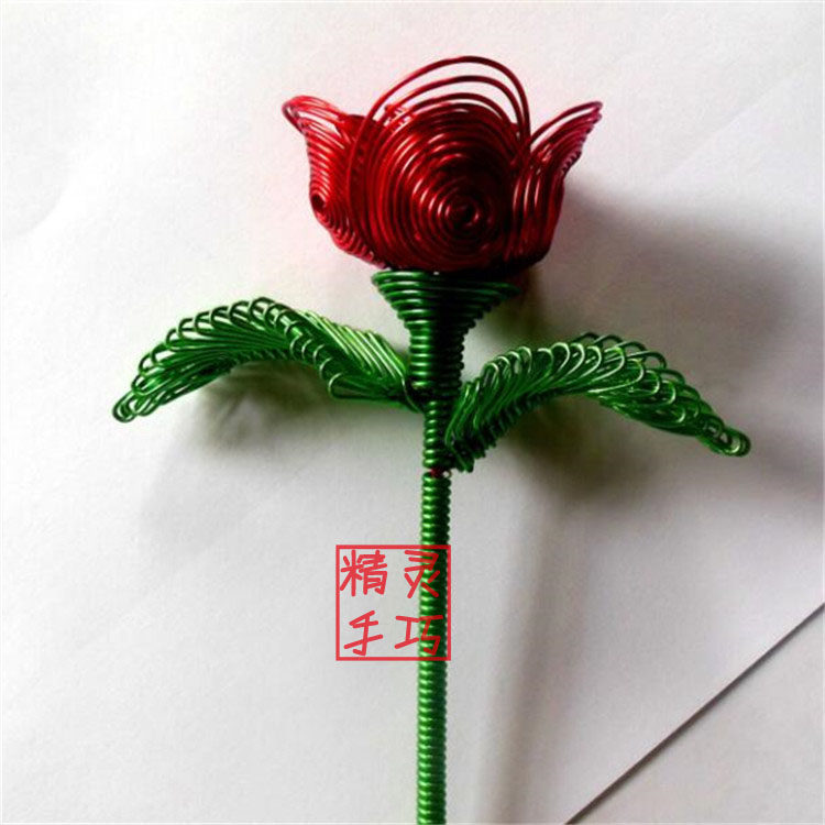铝线手工艺品玫瑰花七夕送女友特色创意礼品仿真花假花模型摆件
