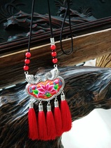 New ethnic style Miao silver embroidery necklace Miao silver tassel jewelry literary retro Joker sweater chain female jewelry