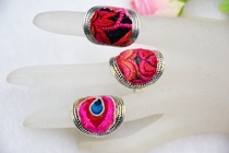 Yunnan ethnic style pure handmade Miao silver embroidery retro ring personality unique versatile jewelry female ring