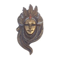 Veroni European style living room wall hanging decoration-resin painted Venice mask-feather beads necklace 7506