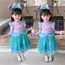 Mermaid Princess Dresses Dress Sweaters Dress Children Long Sleeves Knitted One-piece Dress Autumn Winter Girl Baby Birthday Fluffy Dress